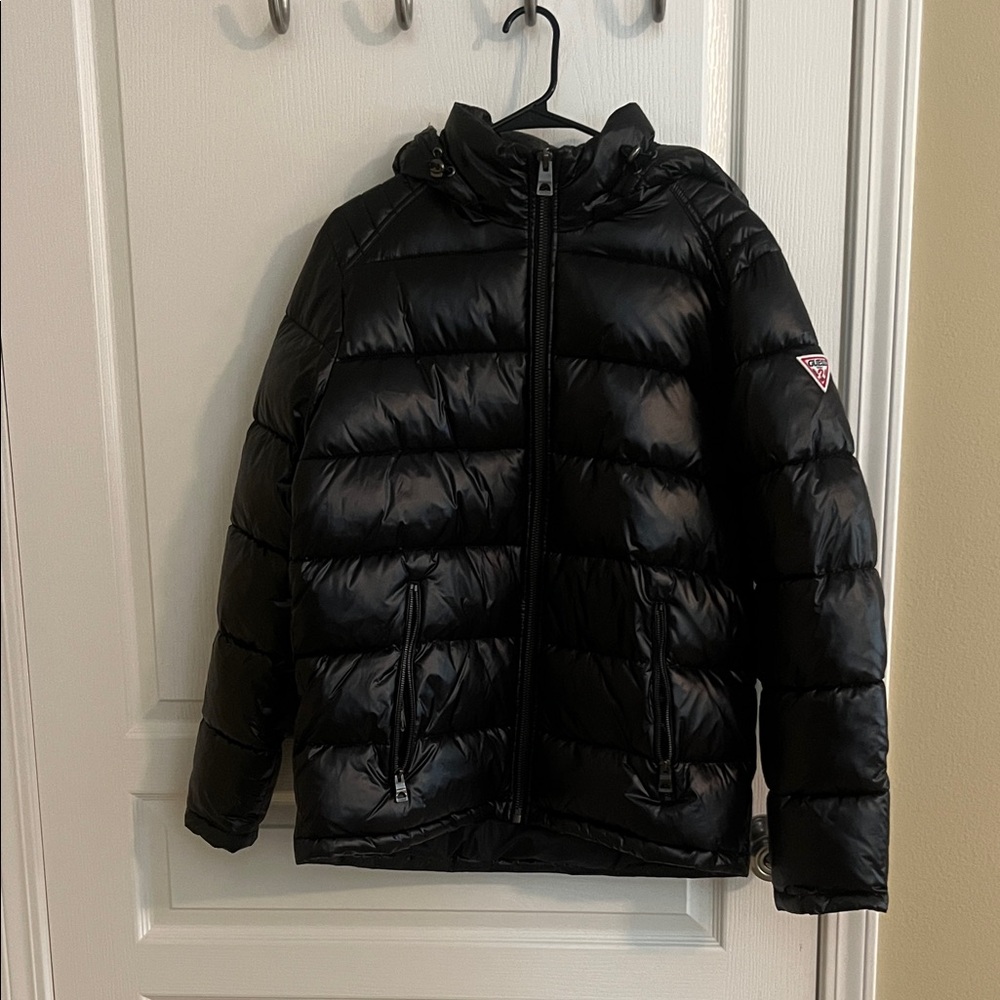GUESS Black Hooded Puffer Jacket